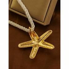 1pc Beach Style Exaggerated Starfish Pendant Chunky Rope Necklace, For Vacation - 1 - View 4