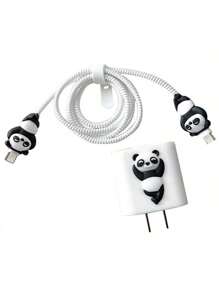 New Cartoon Panda Apple Charger Head Protective Case, Cable Winder, Charger Adapter, Data Cable Protective Cover