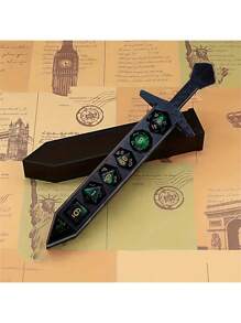 1 件 D&D 剑与骰子收纳套装，包含绿色骰子，动漫风格，22 毫米标准骰子收纳，塑料材质，适合 14 岁以上收藏家、手工及爱好模型组装与收藏 - 彩色 - 查看 1