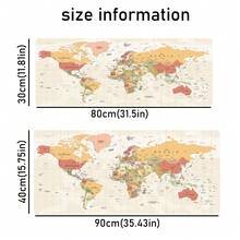 1 件复古世界地图游戏鼠标垫，带防滑橡胶底座，非常适合办公室和家庭使用，是送给男朋友和女朋友的理想礼物，35.4X15.7 英寸办公桌垫和鼠标垫套装，配有大鼠标垫，适合返回学校 - 米色 - 查看 2