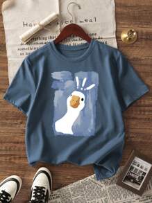 2025 Herren Enten-Muster Rundhals Kurzarm Lässig T-Shirt, Sommer