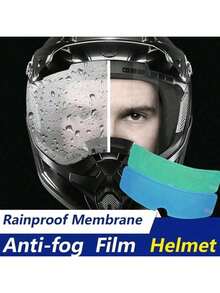 1pc Motorcycle Helmet Rainproof Sticker Film, High Definition - Blue - View 4