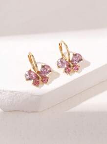 1對時尚蝴蝶鑲嵌鑽石耳環，多用途日常耳釘 - 金色 - 查看 8