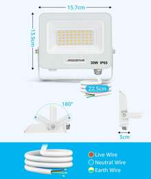 Aigostar Foco LED Exterior 30w, 2450LM Foco Proyector LED, IP65 Impermeable Luz de , Natural 4000K Luces led exterior, Para Jardín, Patio, Garaje, Paquete de 2 - 30w-4000k - Ver 5