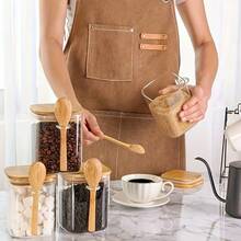 12 Piece Set Of Glass Jars, 4 Glass Jars, 4 Bamboo Lids, 4 Bamboo Spoons, High Borax Glass Jars, 27 Ounces Large Capacity Sealed Storage Jar With Natural Bamboo Spoon |   Storage For Tea, Salt, Sugar, Coffee, Moisture-Proof, Mold Proof, Transparent And Visible Kitchen Pantry Storage Artifact,  Friendly Bamboo Spoon, Dry Goods, Spices, Tea Leaves Can Be Stacked To Save Space - 透明玻璃罐 - 查看 3