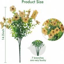 5pcs/3pcs/1pc Artificial Faux Plants Flowers Outdoor Spring Summer Decoration, Fake Silk Colorful Daisy Eucalyptus Realistic UV Resistant For Outside Home Planter Porch Patio Window Yard Decor,Outdoor Decor,Garden Decor (Mix)