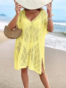 Áo choàng hở lưng thời trang thường ngày cho nữ (Không bao gồm đồ bơi) - Vàng nhạt - Xem 4