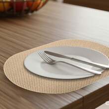 Set de 6 Manteles Individuales Antideslizantes y Reutilizables – Impermeables, Decorativos y Fáciles de Limpiar para Embellecer tu Mesa con Estilo - Crema / Net - Ver 8