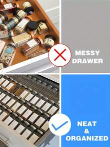 1/4 件多功能厨房抽屉式香料收纳架，节省空间的倾斜透明设计调味罐架，用于橱柜门/壁挂式存放香草和香料，坚固耐用，适用于厨房橱柜或台面、梳妆台橱柜收纳，非常适合厨房和浴室 - 無色 - 查看 5