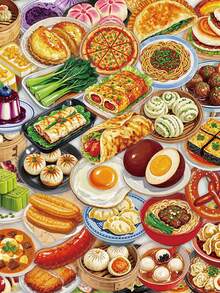 SCXXBSW 50pcs Chinese Breakfast Stickers DIY Decoration Luggage Guitar Notebook Waterproof Creative Fun Cartoon Stickers - Multicolor - View 2