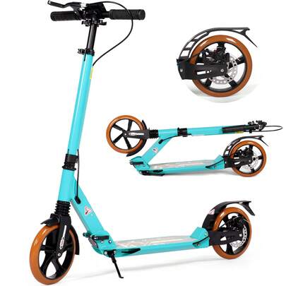 Kick Scooter, 200mm Big Wheels Scooter For Adults With Disc Brakes, Adult Scooters With Carry Strap And Double Shock Absorption, Foldable Scooters