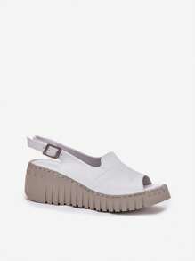 女士时尚百搭休闲厚底厚底凉鞋，夏季 - 白色 - 查看 3