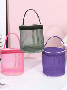 Bolsa portátil de almacenamiento de hilo, bolsa de malla hueca para hilos de lana de tejer y ganchillo, bolso de mano para almacenamiento de manualidades, herramientas y accesorios de costura