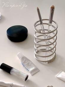 Modern Iron Toothbrush Holder - Round Design, Dust-Proof Makeup Brush And Pen Storage Box, No Electricity Required, Bathroom Accessories, Bathroom Accessories | Minimalistic Bathroom Accessories | Durable Toothbrush Holder, Toothbrush Holder Storage Box
