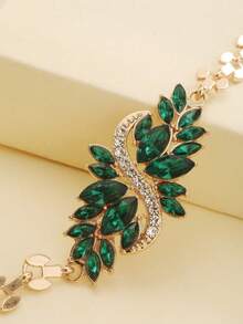 1 件 S 形水晶和水钻眼形设计手链，适合日常佩戴 - 綠色 - 查看 3