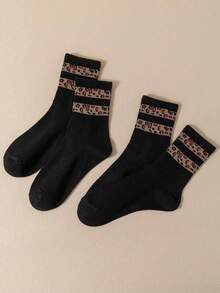 2 Pairs Of Fashionable Leopard-Patterned Mid-Calf Socks, Soft And Breathable Women's Socks, Suitable For All Seasons. Christmas Gift - Multicolor - View 11