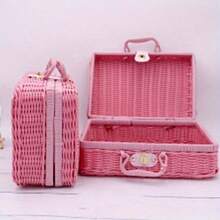 Retro PP Rattan Baskets Picnic Storage Basket Wicker Suitcase With Hand Gift Box Woven Cosmetic Storage Box Organization Storage - Multicolor - View 2