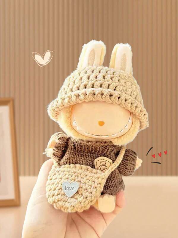 1 Piece Of Labubu Sweater Hat Crossbody Bag Crochet Set, Creative Vinyl Labubu Doll Accessories, Compatible With Labubu.