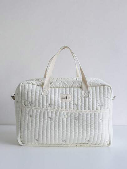 1 件可爱刺绣妈咪包、单肩斜挎包、大容量手提包、旅行收纳包