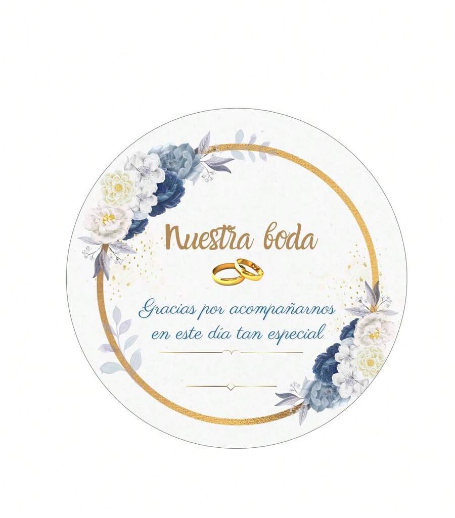 72/90 stikers para boda etiqueta gracias por venir/ acompañarnos - azul real - Ver 1