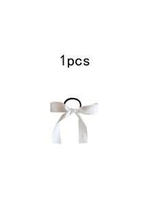 Set de 6 accesorios para el cabello multifuncionales con cintas de satén blanco, lazos, scrunchies - Nuevos estilo coreano elegante y sencillo para sujetar coletas, decoraciones para el cabello para mujeres y niñas, accesorios casuales, regalos y props para fotografía, bandas elásticas para el cabello