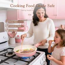 21 piezas Juego de ollas y sartenes antiadherentes, Juego de utensilios de cocina de cerámica con mangos desmontables, Juego de cocina para autocaravana con mangos extraíbles, Apto para horno, Apto para inducción, Apilable, Antiadherente, Color rosa - Rosa - Ver 7