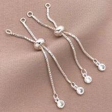 3pcs 18K Gold Plated Brass Adjustable Box Chain, Rubber Bead Bracelet Extender, Adjustable Bracelet Connector, Suitable For Women Jewelry Making