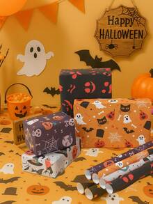 4/8 件万圣节装饰礼品包装纸、万圣节快乐南瓜鬼蜘蛛蝙蝠图案哑光包装纸、万圣节配饰、万圣节不给糖就捣蛋装饰、工艺纸、万圣节派对花卉 DIY 花束防水包装纸、花店花束 DIY 工艺包装纸、书籍皮革、万圣节用品、万圣节装饰、房间装饰、家居装饰、万圣节礼物、万圣节回礼秋季装饰