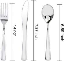 160 Pieces Silver Plastic Silverware - Silver Disposable Silverware - Plastic Silverware Heavy Duty - 80 Forks 40 Knives 40 Spoons - Disposable Silver Cutlery Perfect For Wedding/Party,9001080 - 銀色 - 查看 1