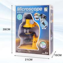 Kids Microscope Kit Science Lab Toys, LED 200X-1200X Biological Microscope Home School Educational Toys Children Optical Instruments Science Kit For Kids Over 3 Years Old - Yellow - View 7