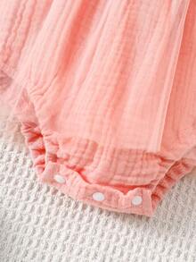 2pcs/Set Cute Toddler Girls Embroidered Suspender Mesh Dress, Elegant Series, Perfect Gift For Baby - Pink - View 5