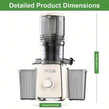 Cold Press Juicer, Cold Press Juicer With 5.3" Large Feed Chute Fit Whole Vegetable And Fruit, 300W Professional Slow Masticating Juicer, Juice Extractor Machine With High Juice Yield, Self Feeding Slow Juicer Easy Clean, Quiet Motor Juice Extractor - 白色 - 查看 5