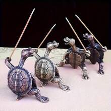1/3/6PCS 2 Burner Propane Stove Cone Incense Burner Chiminea Meditation Metal Cute Turtle Shape Incense Burner - Compact Incense Stick Burner, Create Fragrant Home Atmosphere - Ideal Room Decoration Accessory Meditation Incense Holder - 1PCS Green Turtle A1 - View 2