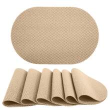 Set de 6 Manteles Individuales Antideslizantes y Reutilizables – Impermeables, Decorativos y Fáciles de Limpiar para Embellecer tu Mesa con Estilo - Crema / Net - Ver 9