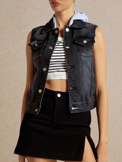 Chaqueta sin mangas vaquera, estilo casual y trendy