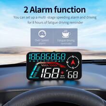 Nouvel affichage tête haute GPS pour voiture, enregistreur de conduite, affichage couleur de l'heure, de la date, alarme de vitesse excessive, rappel de conduite avec fatigue, HUD numérique rotatif. Accessoires électroniques pour voiture