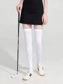 1 双女士夏季冰丝防紫外线及膝袜，高尔夫运动透气防滑大腿袜