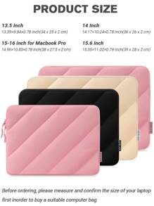 SENLASI SENLASI Puffy Protective Laptop Sleeve 13.5 14 15 16 Inch,Laptop Bag Compatible With Macbook Air 13 15 M1 M2 2012-2023, Pro 13 14 15 2010-2022,14-16 Chromebook Surface Notebook,Soft Fluffy Inner Lining, Waterproof Laptop Case,Beige Black Pink