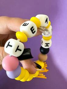 1pc Back To School TEACH Beaded Acrylic Charm Tassel Keychain / Bag Pendant, Teacher's Day Gift Christmas - Multicolor - View 8