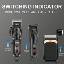 HIENA 1pc,2pcs,3pcs, Multi-Functional Cordless Men's Hair Clippers & Beard Trimmers, USB-Charging Men's Hair Clippers, Precision T-Shaped Trimmers And Shaver, Hair, Beard And Full-Body Beauty Tools, Suitable For Homes And Hair Salons, Are Gift Choices For Father's Day And Holidays - Black - View 6