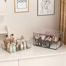 3 Tier Clear Acrylic Cosmetic Storage Organizer With Drawer, Cosmetic Storage For Dresser Countertop And Bathroom Vanity, Beauty Holder For Lipstick Brush Skincare, Lightweight, Scent-Free, Easy To Install - Transparent Cosmetic Storage Organizer-3Tier - 查看 4