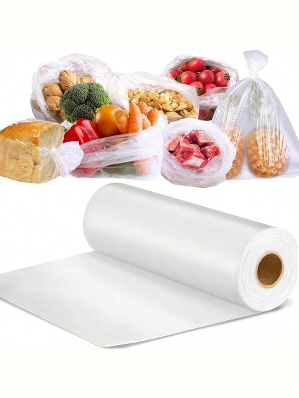 Transparante wegwerpzakken voor voedsel - Ideaal om de versheid te behouden in supermarkten en gemakswinkels, doorzichtige plastic opbergzakken voor voedsel, groenten, fruit, brood, dierentassen en boodschappen