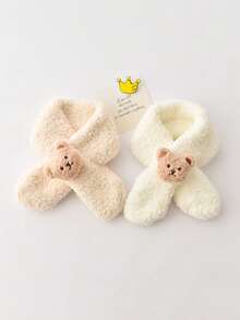1pc Kids Winter Scarf, Toddler Thick Warm Fleece Neck Warmer, Cute Bear Design, Windproof For Outdoor, Suitable For 2-8 Years Old - Plush Bear Scarf - View 7