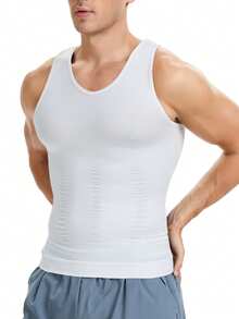 Shapewear Tank Top For Mens Tummy Control Compression V-Neck Vest Underwear Slimming Belly Boobs Gynecomastia Muscle Shirts Body Shaper Undershirts Training Sports Gym Fitness - 白色 - 查看 8