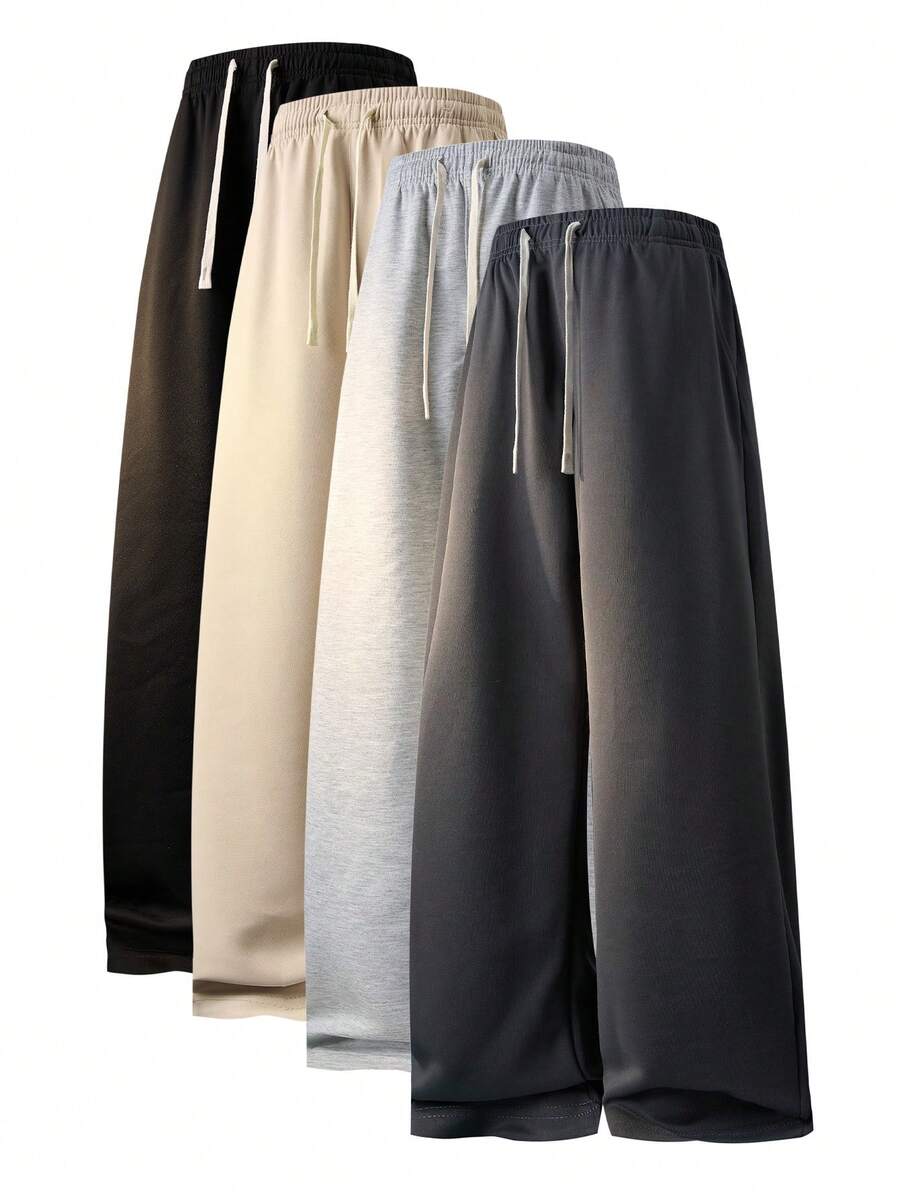 Blueplus Women's Simple And Fashionable Solid Color Straight Leg Sports Pants, Breathable And Comfortable Soft Cropped Pants, 1pc Outdoor Casual Lace Up Women's Sports Pants - 深灰色 - 查看 1