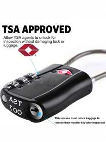 1/2 Pack TSA Approved Combination Lock - High Strength Zinc Alloy Body And Cut-Resistant Steel Cable, 3-Digit Combination Lock, Suitable For Travel Luggage, Gym Lockers, Bicycle Locks (Black), Travel Security Accessory | Multipurpose Travel Lock | Combination Lock, Luggage Lock, Travel Essential Holiday Vacation Supplies - Multicolor - View 9