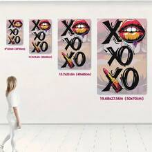 1 bức tranh tường phong cách Retro Kiss - Bức thư tình cổ điển, áp phích phòng ngủ màu đỏ và hồng, tranh trang trí, tranh trưng bày, phong cách trang trí phổ biến đương đại, tranh in rực rỡ, tươi sáng, tranh vải, tranh trang trí theo phong cách Deco hiện đại, tranh tường đẹp, hoàn hảo cho trong nhà và ngoài trời, nhà và văn phòng, phòng ngủ, hành lang, cầu thang, nhà hàng, lựa chọn hoàn hảo (không có khung) - Nhiều màu - Xem 3