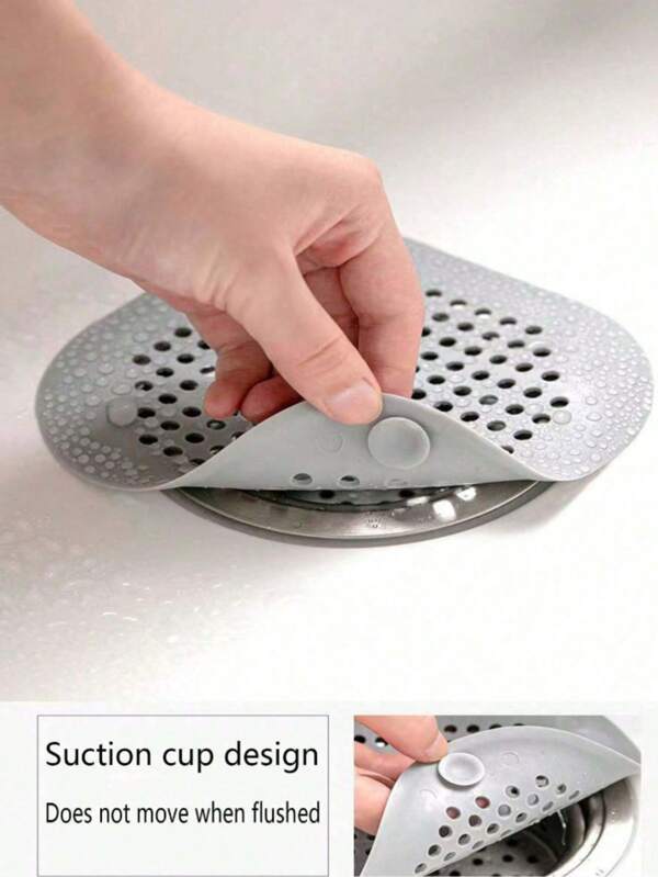 1pc Silicone Hair Catcher For Shower Drains - Durable, Easy Clean With Suction Cups, Perfect For Bathroom & Kitchen Sinks Home Bathroom Decor Summer Back To School