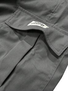 Men's Casual Cargo Capri Pants, Drawstring Waist, Large Flap Pockets, Patch Pocket, Suitable For Spring & Autumn Outdoor Wear Summer - Grey - View 6