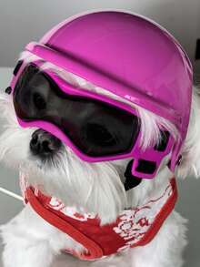 Pet Helmet And UV Protection Goggles Set - Anti-Wind Pet Hat And Pet Sunglasses Combo, Dog Cat Motorcycle Outdoor Helmet Hat Glasses Accessories - Multicolor - View 6